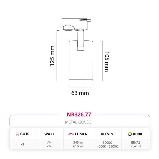 Nevo Dekoratif Ray Spot Beyaz Platin NR326