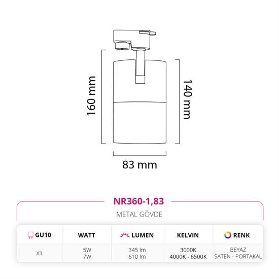 Nevo Dekoratif Ray Spot Beyaz Saten NR360-1