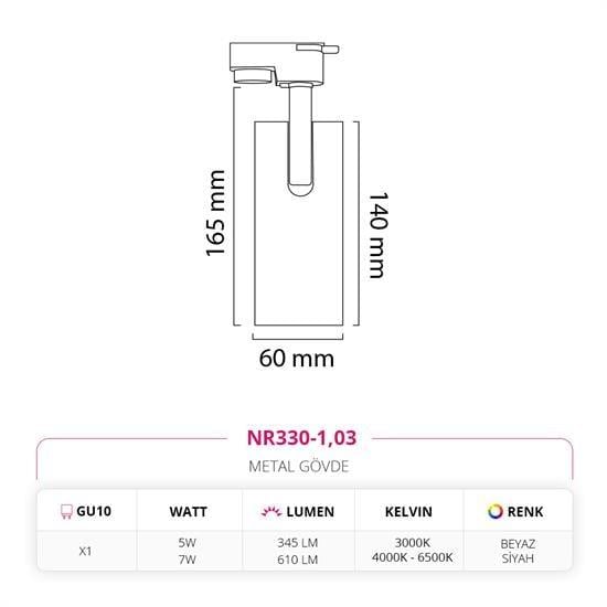 Nevo Dekoratif Ray Spot Beyaz Siyah NR330-1