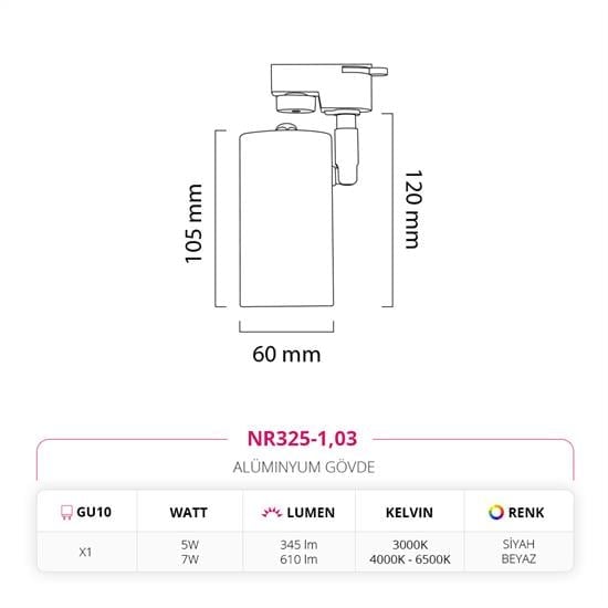 Nevo Dekoratif Ray Spot Siyah Beyaz NR325-1