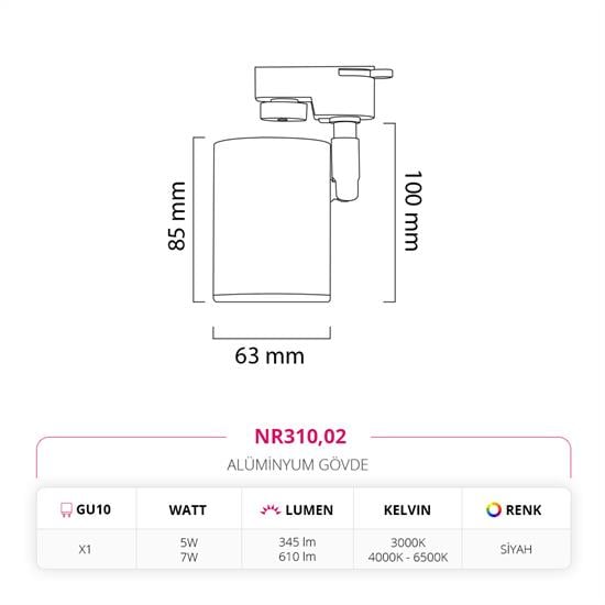 Nevo Dekoratif Ray Spot Siyah NR310