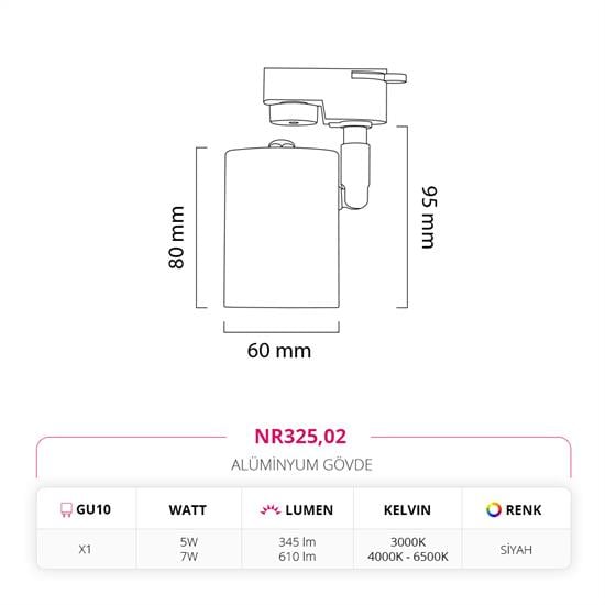 Nevo Dekoratif Ray Spot Siyah NR325