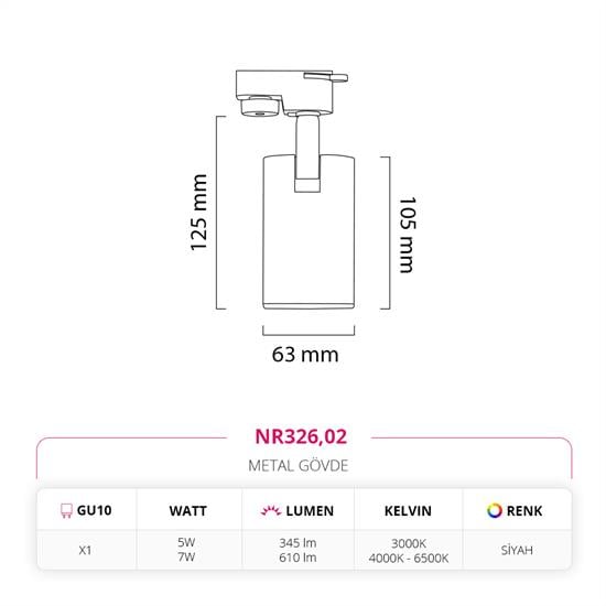 Nevo Dekoratif Ray Spot Siyah NR326