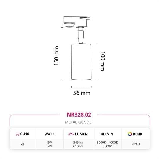 Nevo Dekoratif Ray Spot Siyah NR328