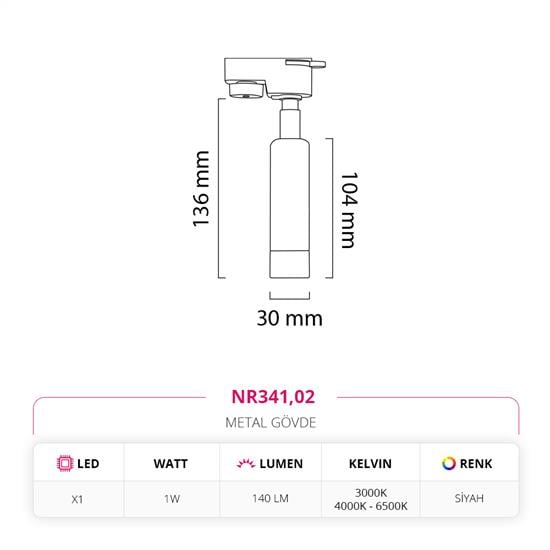 Nevo Dekoratif Ray Spot Siyah NR341