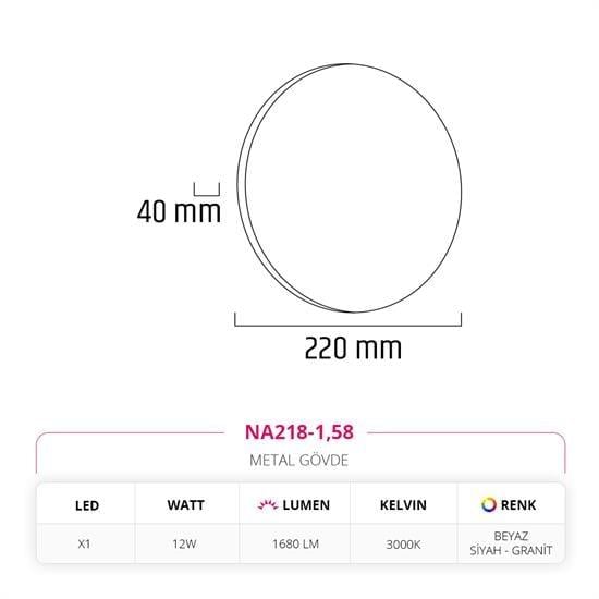 Nevo İç Mekan Aplik Beyaz Siyah Granit NA218-1