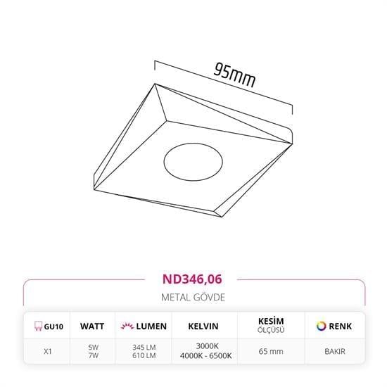 Nevo Sıva Altı Led Spot Bakır ND346