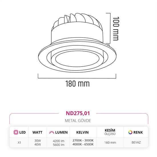 Nevo Sıva Altı Led Spot Beyaz ND275