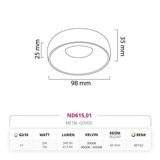 Nevo Sıva Altı LED Spot Beyaz ND615