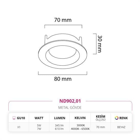 Nevo Sıva Altı Led Spot Beyaz ND902
