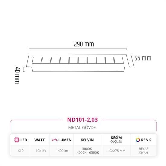 Nevo Sıva Altı Led Spot Beyaz Siyah ND101-2