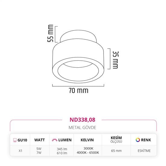 Nevo Sıva Altı Led Spot Eskitme ND338