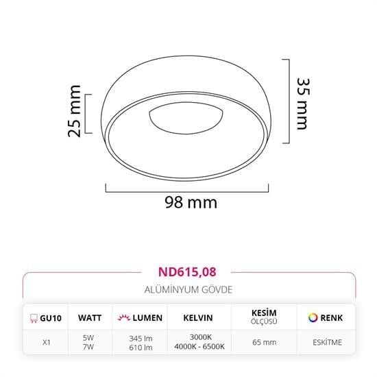 Nevo Sıva Altı Led Spot Eskitme ND615