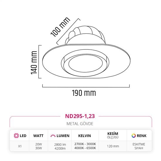 Nevo Sıva Altı Led Spot Eskitme Siyah ND295-1