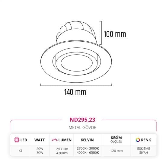 Nevo Sıva Altı Led Spot Eskitme Siyah ND295