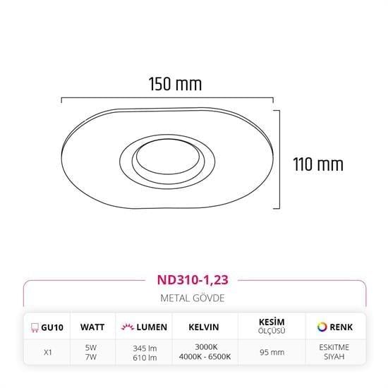 Nevo Sıva Altı Led Spot Eskitme Siyah ND310-1