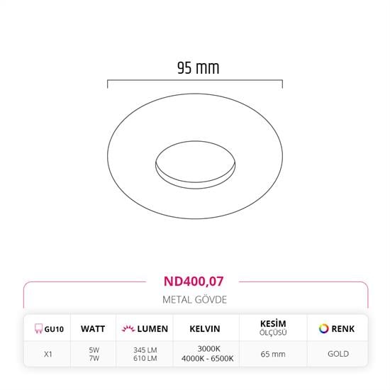 Nevo Sıva Altı Led Spot Gold ND400