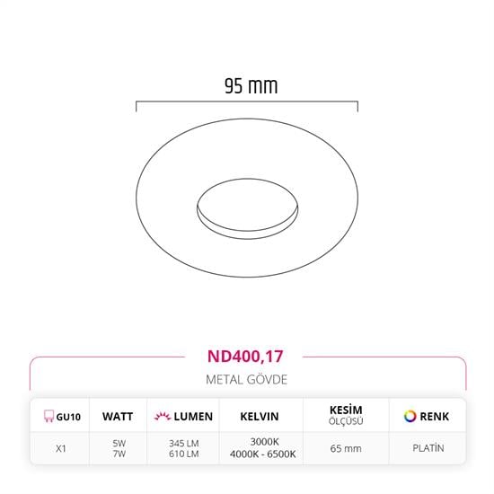 Nevo Sıva Altı Led Spot Platin ND400