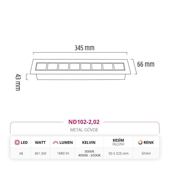Nevo Sıva Altı Led Spot Siyah ND102-2