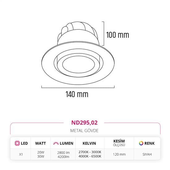 Nevo Sıva Altı Led Spot Siyah ND295