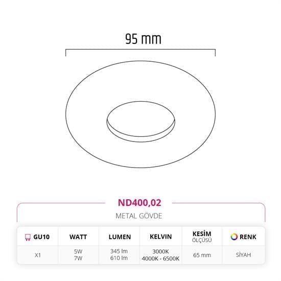 Nevo Sıva Altı LED Spot Siyah ND400-1