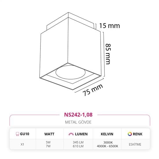 Nevo Sıva Üstü Led Spot Eskitme NS242-1