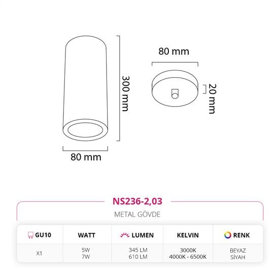 Nevo Tekli Led Sarkıt Beyaz Siyah NS236-2