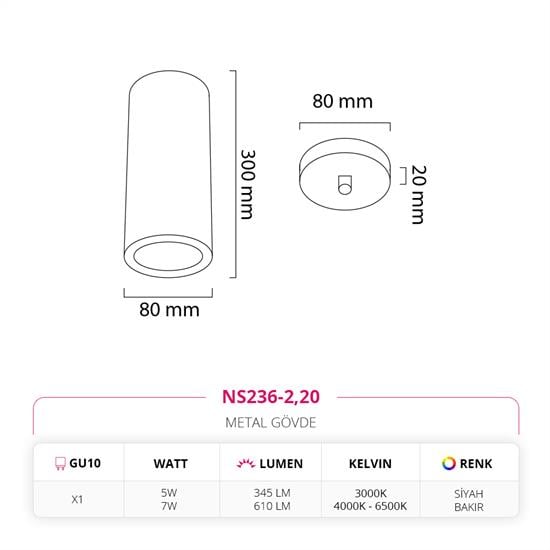 Nevo Tekli Led Sarkıt Siyah Bakır NS236-2