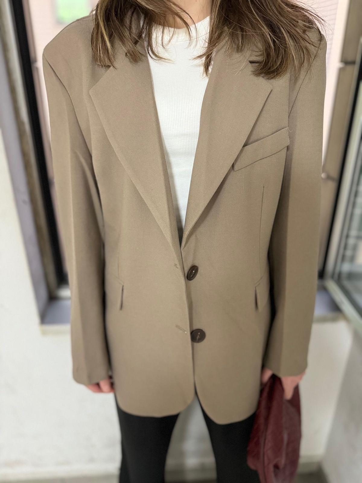 Açık kahverengi oversıze blazer ceket 