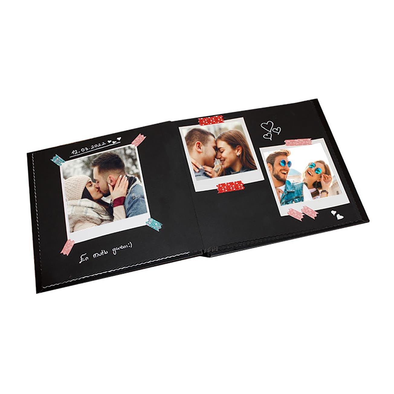 Her Şey Seninle Güzel Yazılı Anı Defteri - 20 Adet 6x8 Cm Solmaz Fotoğraf Baskı, Beyaz Jel Kalem ve Bant Hediye (tasarla, yapıştır, oluştur ) 