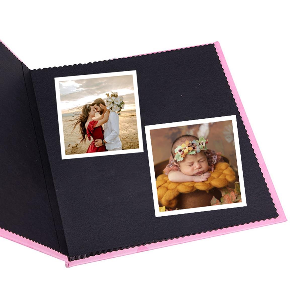 Pembe Anı Defteri 20 Adet 10x10 Cm Solmaz Fotoğraf Baskı, Beyaz Jel Kalem ve Bant Hediye (kendin tasarla, yapıştır, oluştur ) 