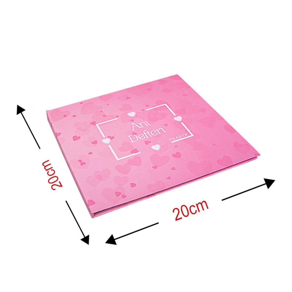 Pembe Anı Defteri 20 Adet 10x10 Cm Solmaz Fotoğraf Baskı, Beyaz Jel Kalem ve Bant Hediye (kendin tasarla, yapıştır, oluştur ) 