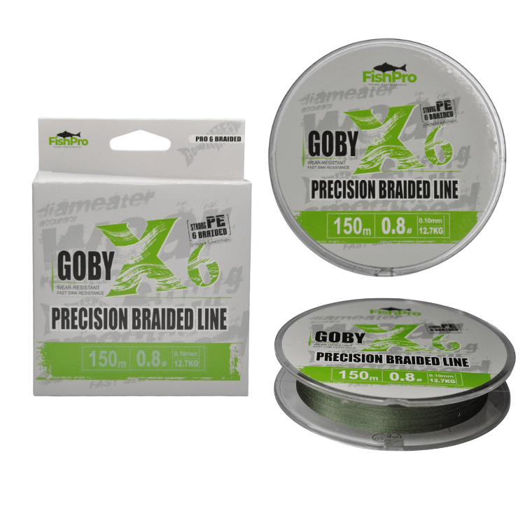 FishPro | FishPro Goby 150m X6 Dark Green İp Misina - 0.10 MM