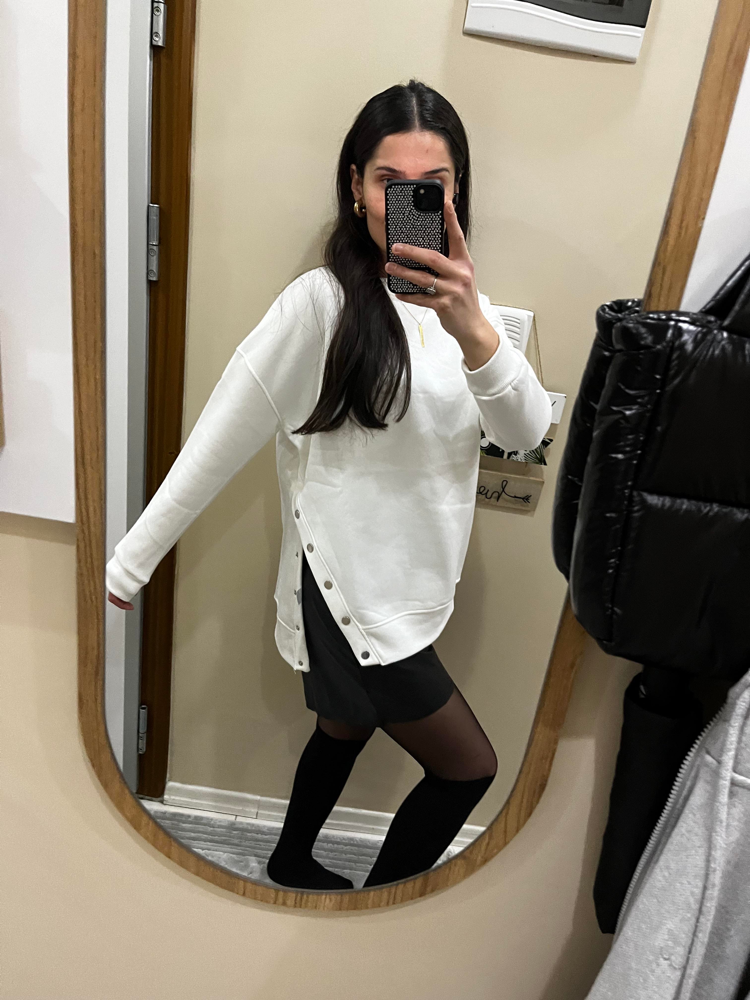 Yandan Düğmeli İçi Şardonlu Sweatshirt