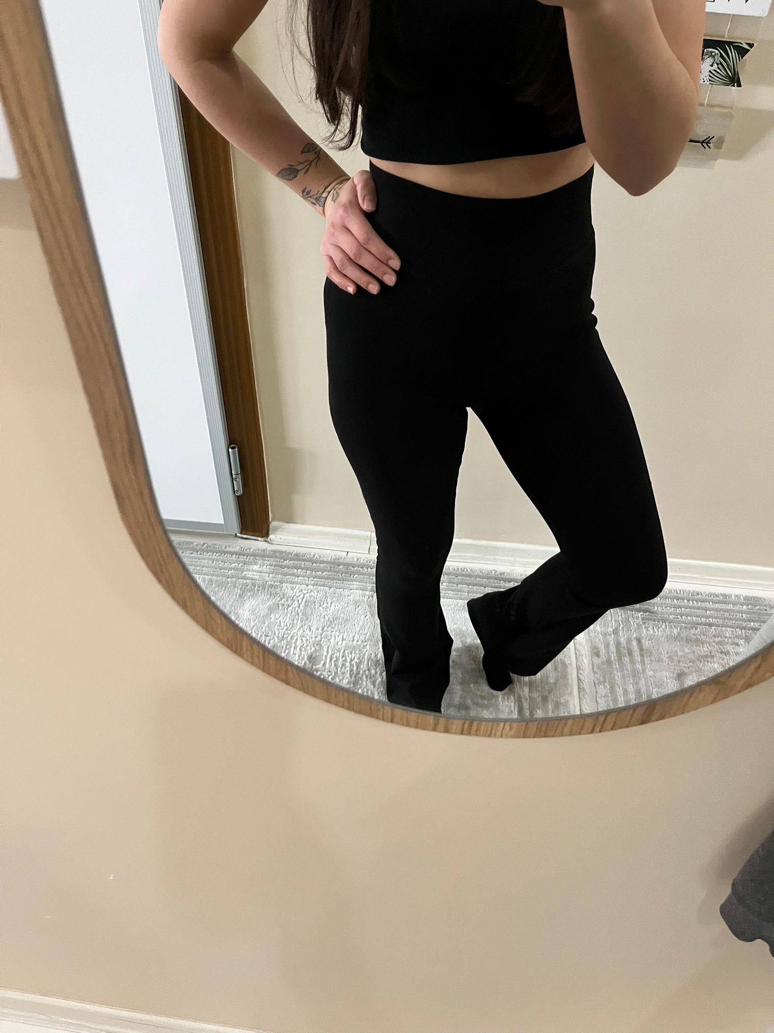 Çelik Örgü Kumaş Yüksel Bel Likralı Düz Paça Tayt