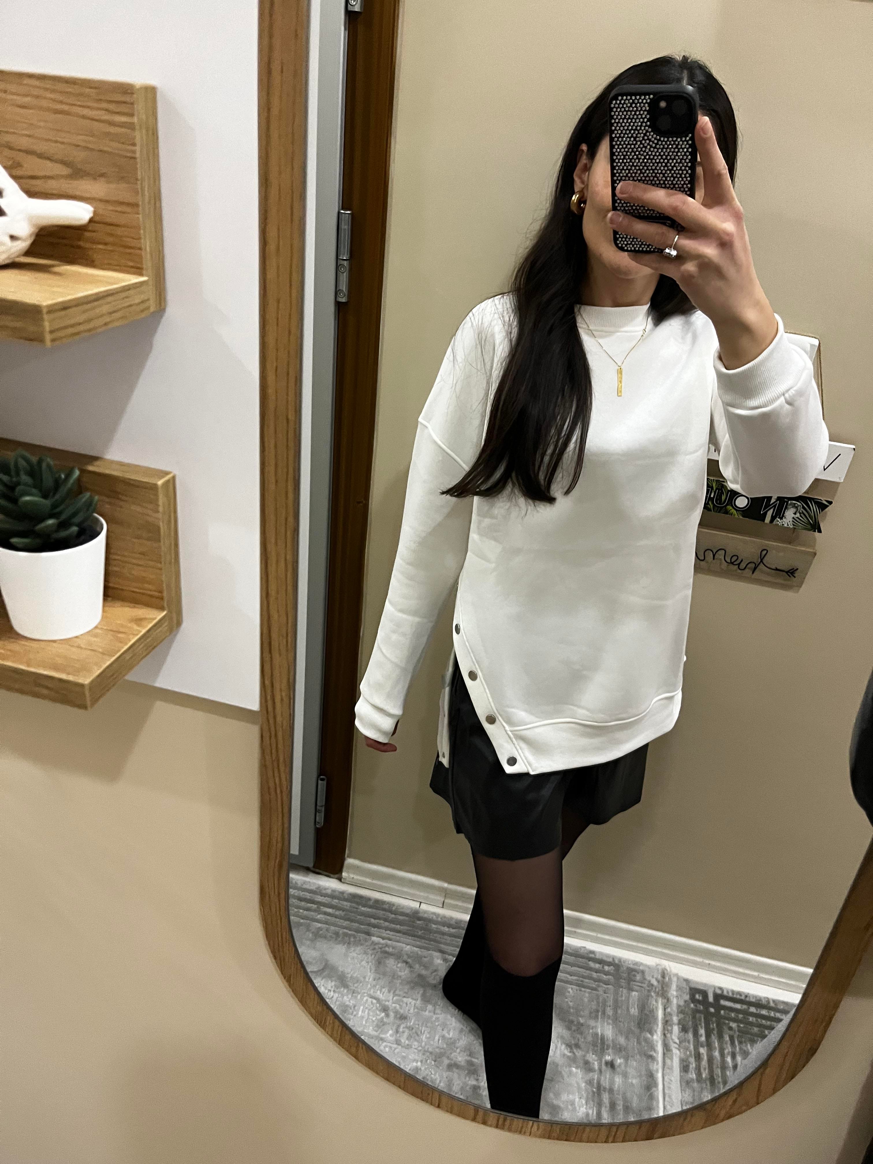 Yandan Düğmeli İçi Şardonlu Sweatshirt