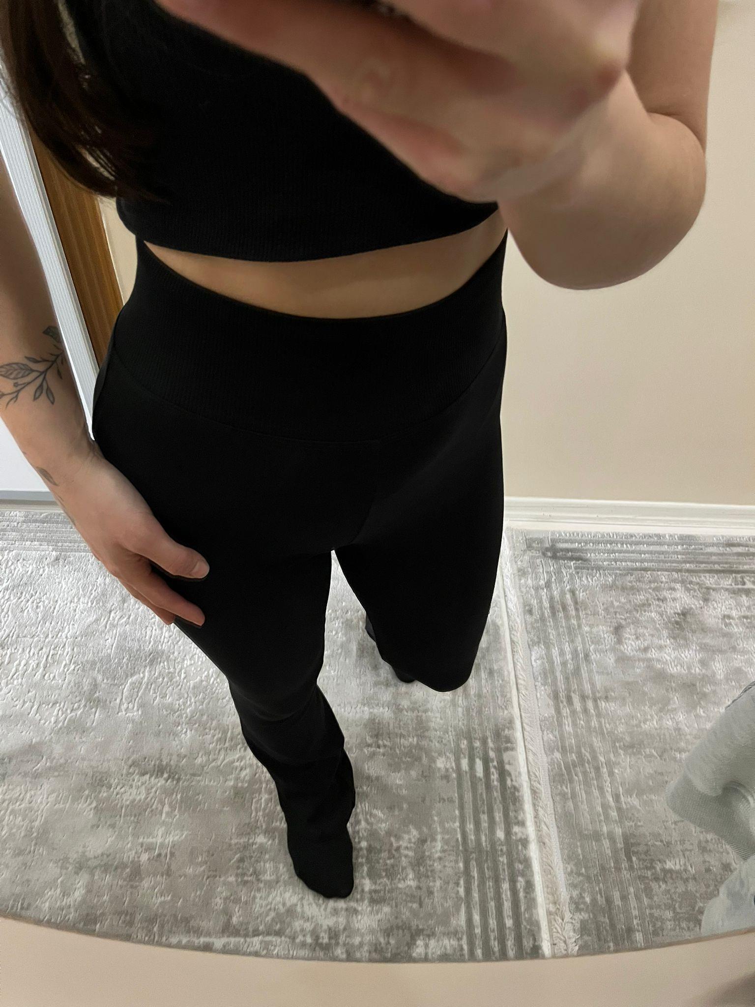 Çelik Örgü Kumaş Yüksek Bel Likralı Düz Paça Tayt