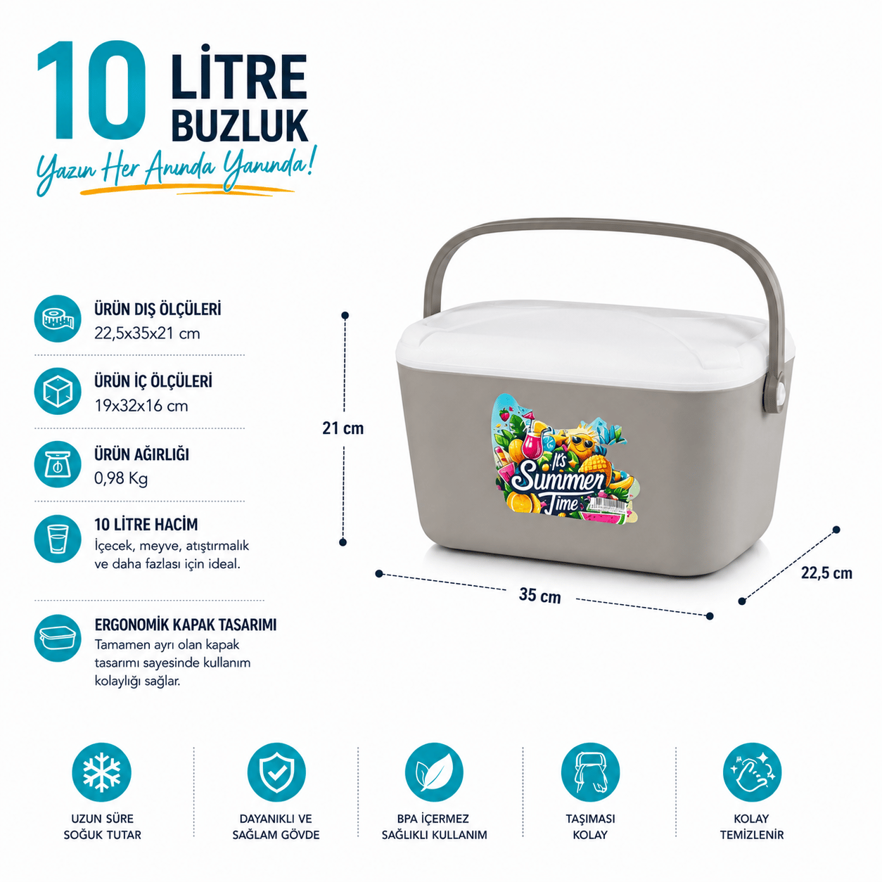 10 LT BUZZY BASKILI BUZLUK TERMOS (1180 COOLER BOX)