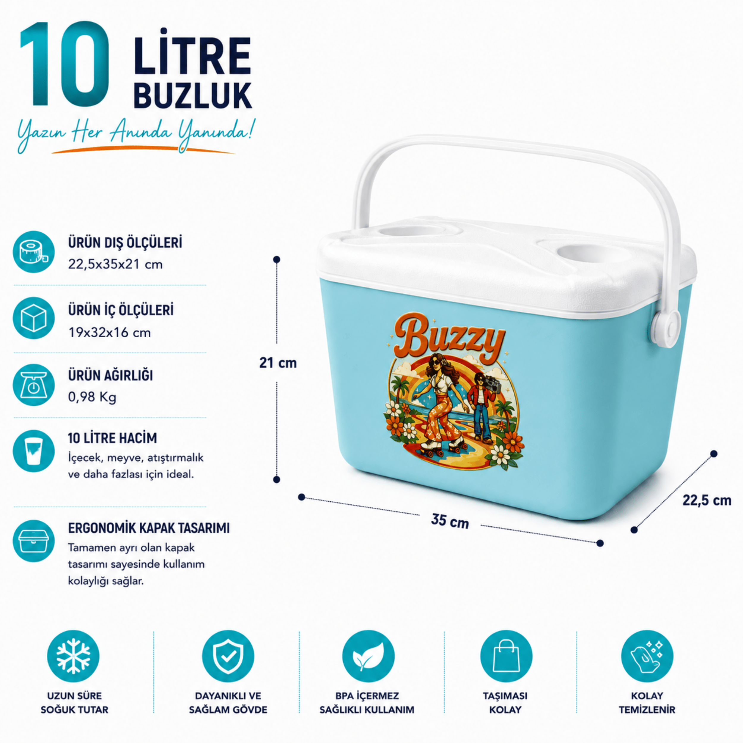 10 LT BUZZY RETRO BUZLUK TERMOS (1180 COOLER BOX)