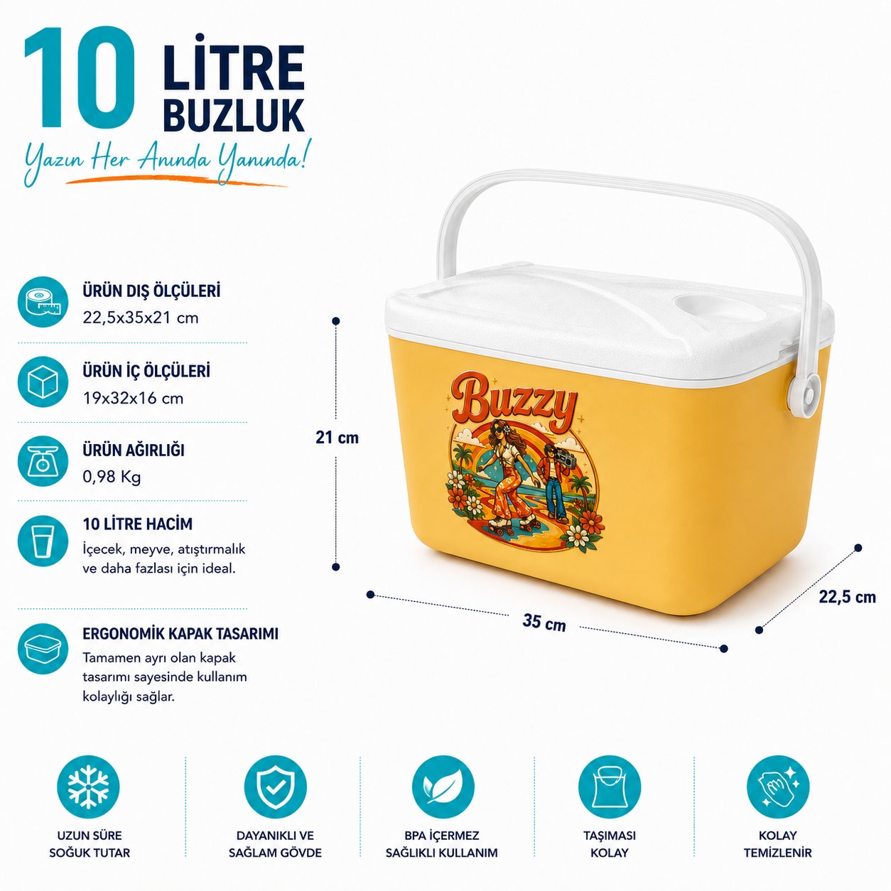 10 LT BUZZY RETRO BUZLUK TERMOS (1180 COOLER BOX)