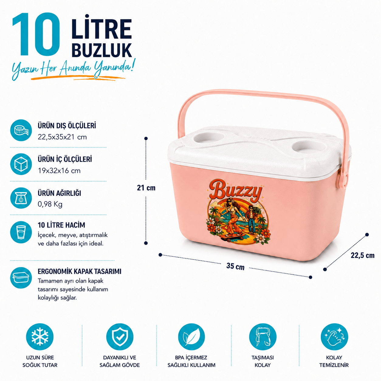 10 LT BUZZY RETRO BUZLUK TERMOS (1180 COOLER BOX)