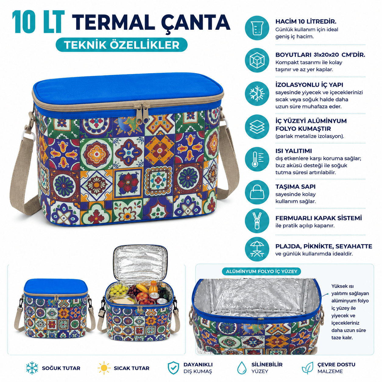 10 LT Desenli Termal Çanta