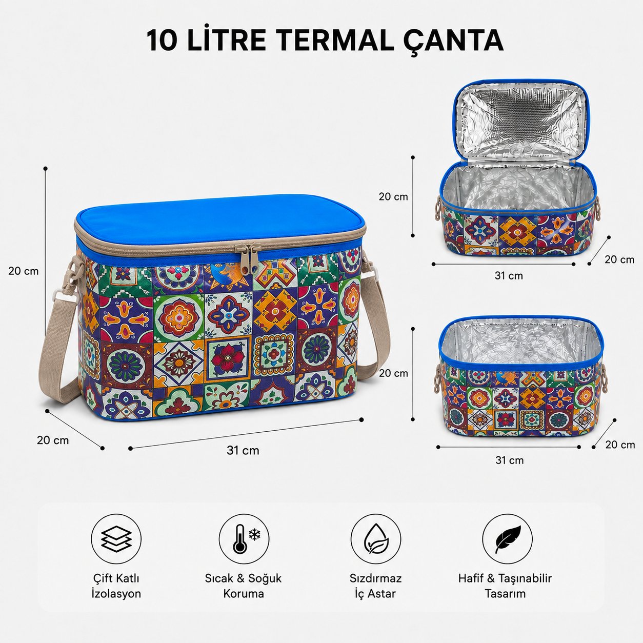 10 LT Desenli Termal Çanta