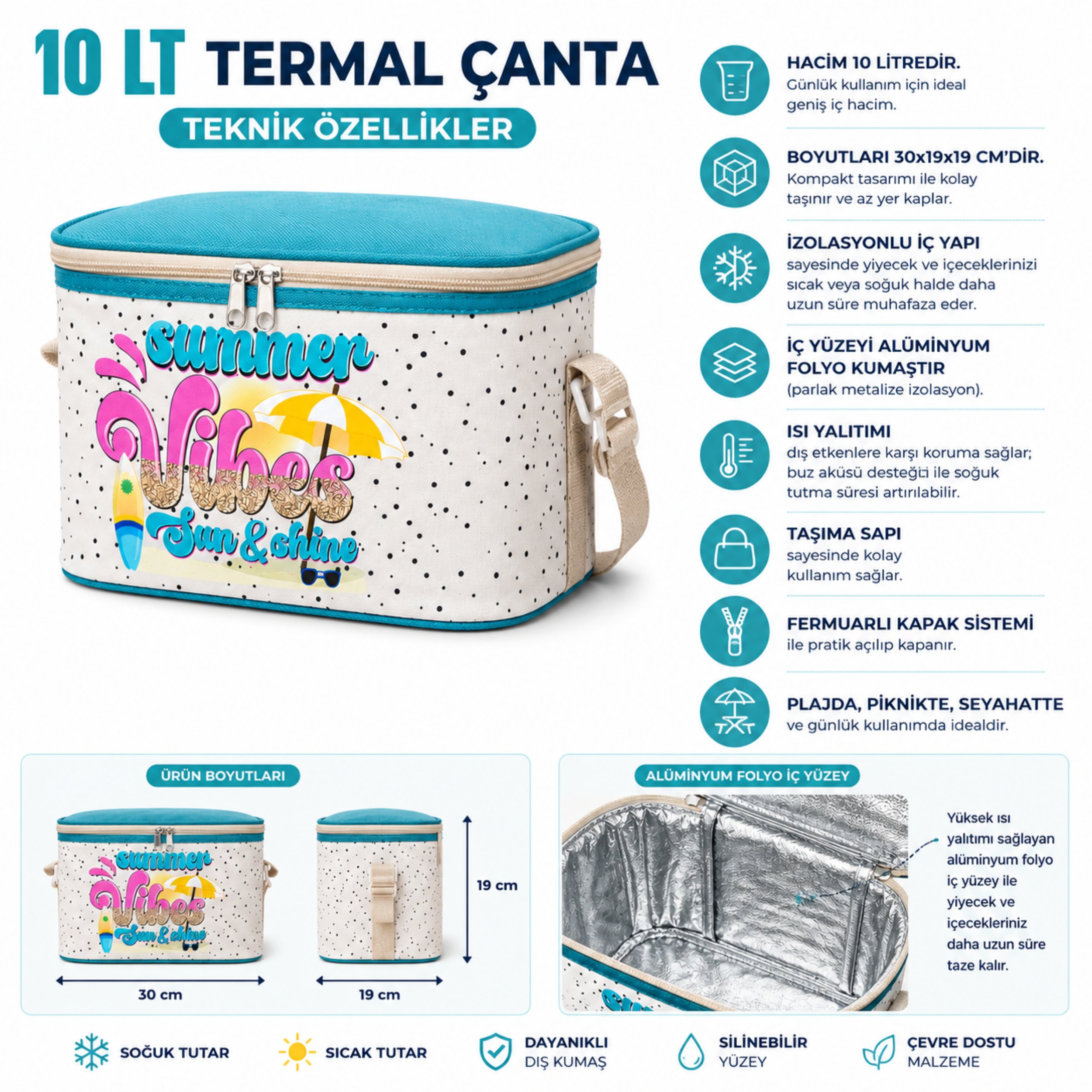 10 LT Yemek Taşıma Çantası Isı - Yalıtımlı Termal Çanta