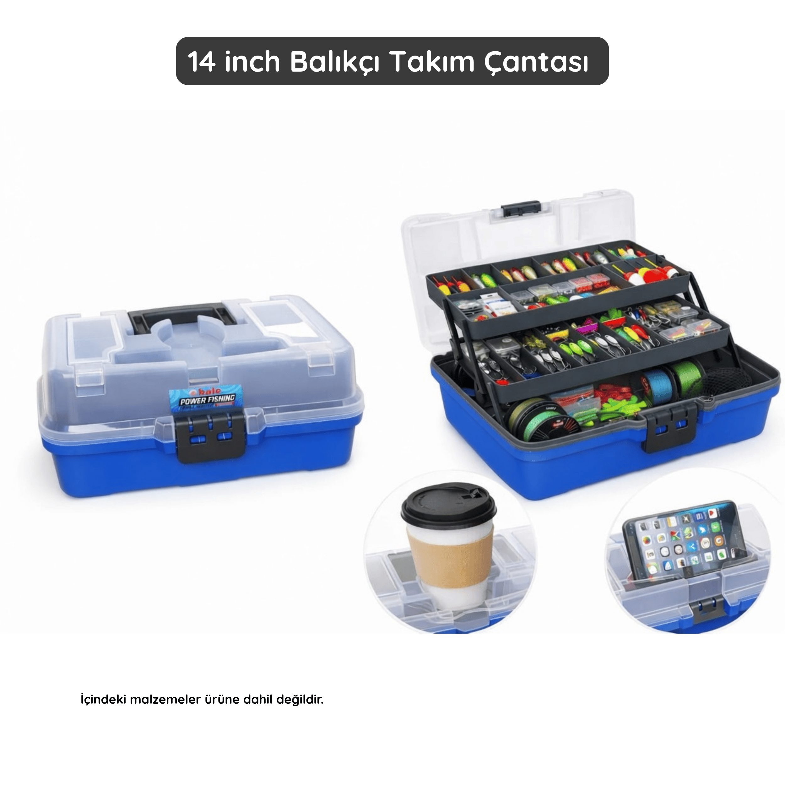 14 inch Balıkçı Takım Çantası -Bardaklık & Telefon