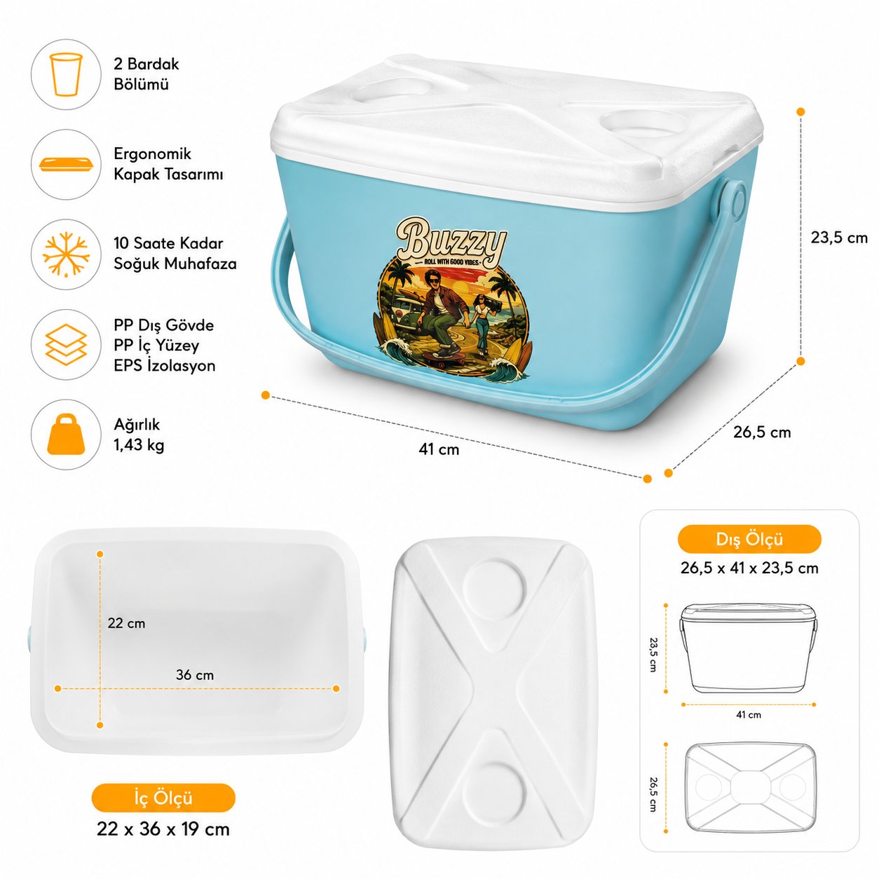 15 LT BUZZY RETRO BUZLUK TERMOS (1177 COOLER BOX)