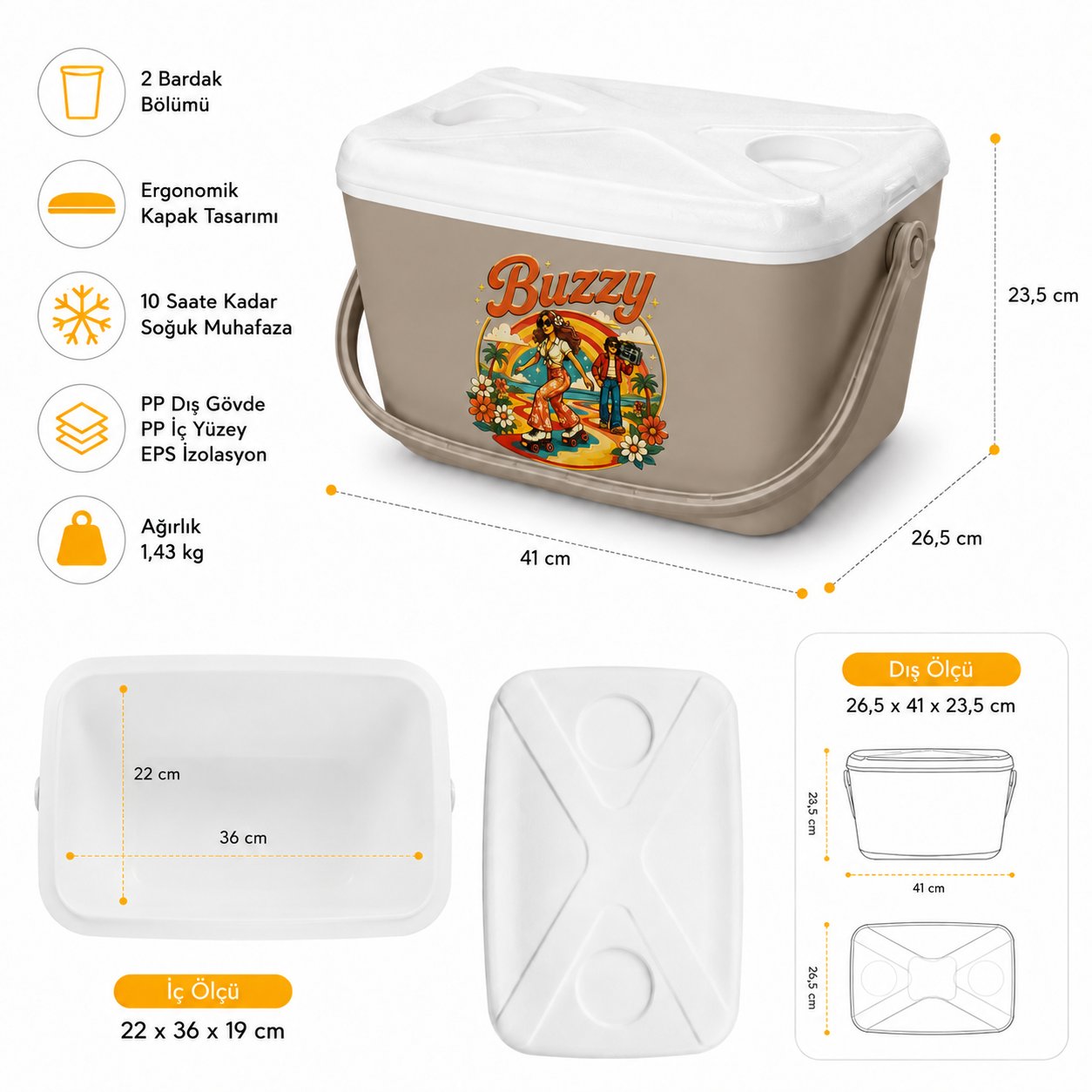 15 LT BUZZY RETRO BUZLUK TERMOS (1177 COOLER BOX)