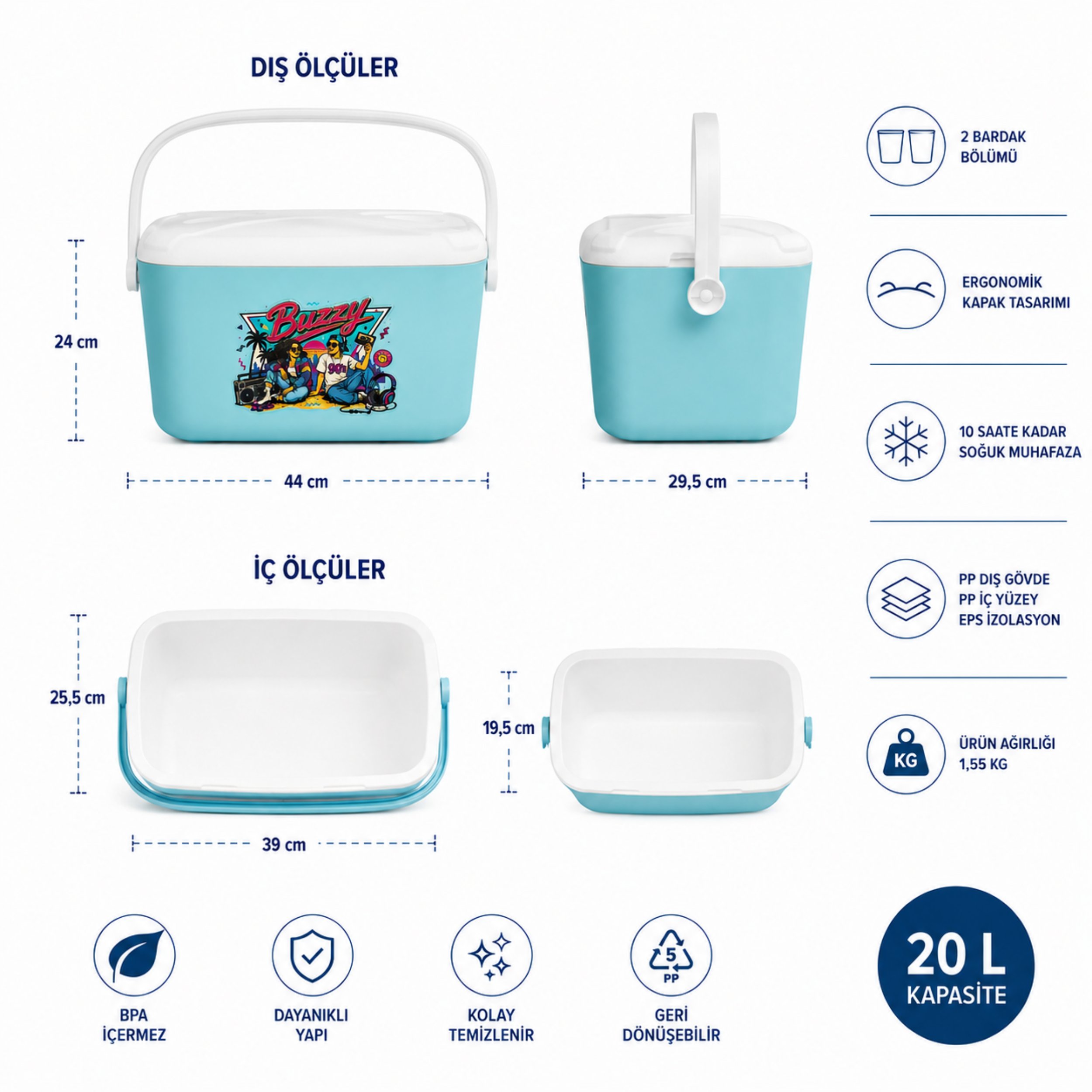 20 LT BUZZY RETRO BUZLUK TERMOS (1179 COOLER BOX)