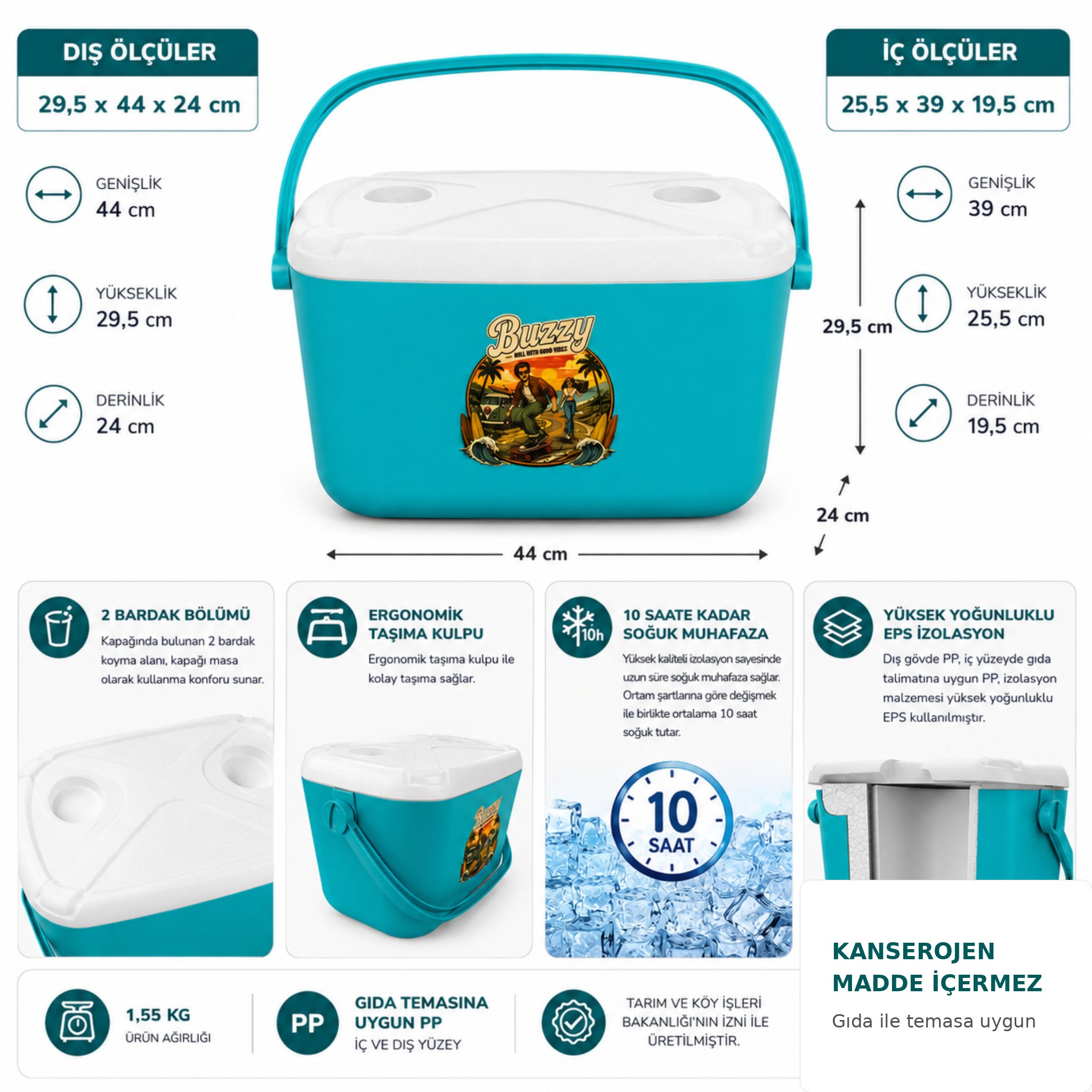 20 LT BUZZY RETRO BUZLUK TERMOS (1179 COOLER BOX)