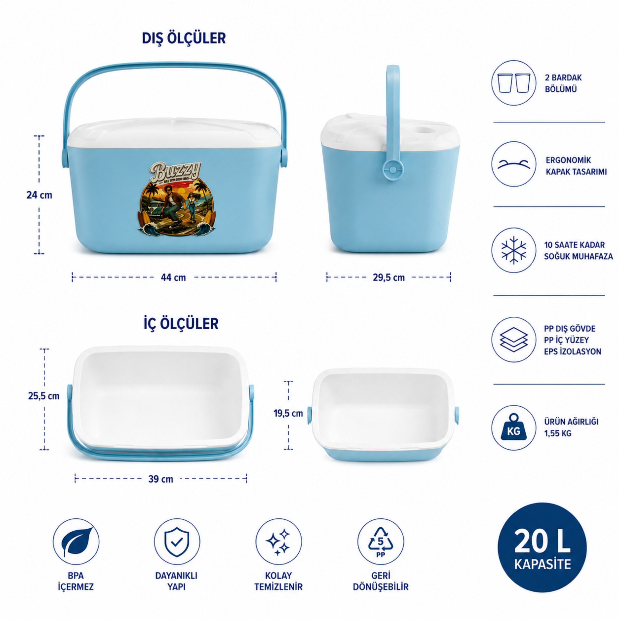 20 LT BUZZY RETRO BUZLUK TERMOS (1179 COOLER BOX)